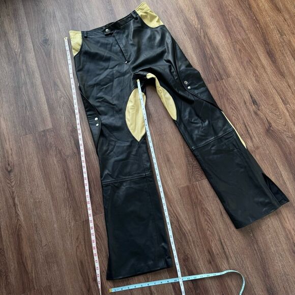 Head of State Black Genuine Leather Motorcycle lyabo Pants 34 - Picture 15 of 16